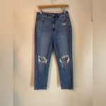 American Eagle Jeans Mom Jean Distressed Ripped 8 Reg Medium Wash Photo 2