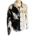 Cotton On Dystopia Bleached Cream And Black Denim Jacket | Size Large Photo 2