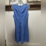 Ann Taylor  Petites Blue Line Perforated Eyelet Day Dress Sleeveless V-Neck 14P Photo 3