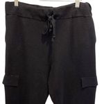 ZARA  Womens Knit Drawstring Waistband Cargo Jogger Pants Lounge Black Large‎ Photo 1