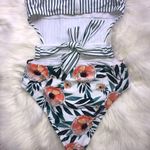 Cupshe One-Piece Floral Orange Green Bathing Suit Size Medium Photo 3