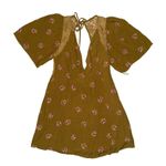 Free People  Womens Mockingbird Open Back Lace Mini Dress Tan Yellow Size 8 EUC Photo 4