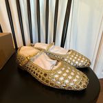 Amazon NWT gold metallic woven MaryJane buckle flats size 7 Photo 7