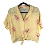 Rails Marley Eden Floral Linen Blend Yellow Tie Waist Top Oversized Size XS Photo 0