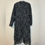 Boston Proper  Metallic Tweed Duster Cardigan Sz 4 Fringe Holiday Party Photo 2