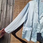 Victoria's Secret  Blazer Satin L Polka Dots Blue Slouchy Oversized Photo 1