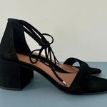 Gianni Bini Rhiaann Ankle Tie Black Suede Block Heel Sandals Photo 3