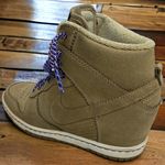 Nike  Dunk Sky Hi Filbert Green Suede Wedge Shoes  Purple Laces Swoosh 6.5 Photo 5