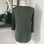 Cable & Gauge Knit Top Cold-Shoulder Sweater Olive Green Size M Photo 5