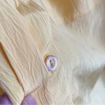 Vintage bright yellow light crinkle texture button down blouse size medium M Photo 3