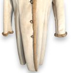 Vintage 90s Longline Cream Vegan Suede Coat Faux Fur Trim Jones New York Large Tan Photo 5