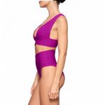 SKIMS Knit Swim Plunge Bikini Set – Magenta, Size M (Top + Bottom) Photo 2