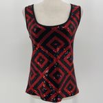 Bisou Bisou Black and Red Sequin Tank Top M Photo 2
