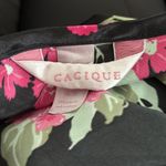 Cacique Floral Black Lace Trim Long Satin Nightgown Sz 18/20 Black and Pink SEXY Photo 5