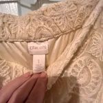 Chico's Cream Chico’s maxi skirt.Size 1=M lace & crochet handkerchief layer bottom Photo 8