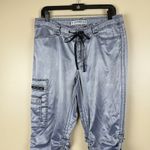 EXPRESS Women’s  Satin CargoPant Size 12 Convertible Capri Adjustable Drawstring Photo 2