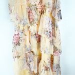 Lulus Niyati Yellow Floral Strapless Lined Tiered Maxi Dress, Size Small Photo 8