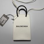 Balenciaga  Shopping Phone Holder Tote Bag White Leather Crossbody Made in Italy Photo 9