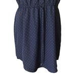 Maison Jules Mandarin Collar Blue & White Micro Polka Dot Shift Dress Photo 5