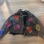 These Three Boutique Denim rhinestone football jacket Photo 1
