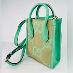 Gucci Monogram Jumbo GG Supreme Dollar Logo Pepper Mint Calfskin Mini Tote Bag Photo 2