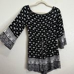 Depri Boho Black White Elephant Off the Shoulder Romper, Sz Medium Photo 2