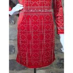 No Brand Mini Dress Red Velvet Rhinestone Long Sleeve Woman's Size Large‎ Photo 3