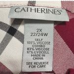 Catherines Womens Tunic Top 2X Red Plaid Paisley Mixed Print Whimsy Boho Western Photo 3