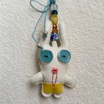 Adorable White Animal Plush Cushion Beaded FOB Bag Charm Photo 6