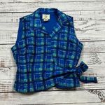 Ice silk plaid sleeveless wrap top vintage size medium Green Photo 0