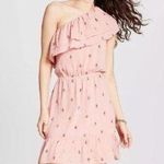 Mossimo Supply Co NWOT Pink One Shoulder Ruffle Crinkle Dress New Photo 0