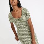 Madewell NEW Jacquard Puff-Sleeve Mini Dress in Gingham Check Size S Photo 2