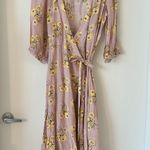 Madewell Linen Blend Ruffle Cuff Wrap Maxi Dress in Dutch Dandelions Size S NWT Photo 3