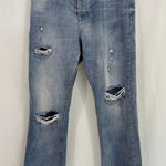 Avec Les Filles  Distressed Mom Button Fly High Waisted Mom Jeans‎ Photo 0
