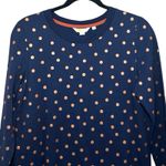 Boden Women’s Metallic Polka Dot Sweatshirt Dress Navy Blue/Copper Size 6 L Blue Photo 4