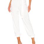 superdown  White Satin Cargo Pants Joggers XL Ankle Belted Revolve Rachel $70 New Photo 3