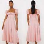 House Of CB NWOT  Pink Floral Tallulah Puff sleeves midi dress sz M Photo 1