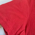 Chico's Crinkle Cotton Button Front Collar Top Modest Mature Red Orange XL Photo 1