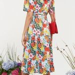 Celia B Nanna Floral Button Front Midi Dress Multicolor Womens Size XL Red Photo 3