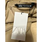 ZARA NEW Tan Khaki Strapless Sleeveless Faux Leather Vegan Bandeau Midi Dress XS Photo 4