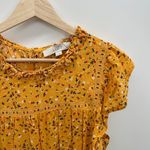 Loft  Blouse Women Medium Orange Yellow Floral Lacy Flutter Sleeve Top Feminine Photo 3
