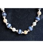 Source Unknown Vintage Engraved & Filigree Silver Tone With Blue Beads Choker Necklace Photo 1