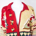 Vintage BonWorth Christmas ugly sweater, 3D, Santa‎ Clause, cardinal, M Red Size M Photo 1