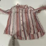 Hollister Pink & White Striped Long Sleeve Button Down Shirt Size S Photo 7