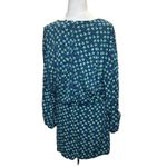 Laundry by Shelli Segal  Blue Green Geometric Blouse Drawstring Tie Mini Dress 10 Photo 2