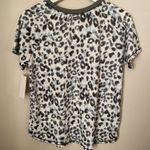 Kensie Top Tee Shirt Short Sleeve Leopard Print Soft White Gray Blue Crewneck Photo 3
