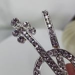 Silver and Crystal Violin Instrument Brooch Pin Photo 1