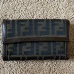 Fendi F1058 women's zucca monogram and brown leather wallet Photo 0