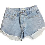 Brandy Melville MELVILLE Light Wash Midrise Denim Shorts Button Fly Raw Hem 2.5" Inseam 26 Waist Photo 0