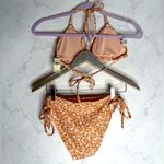 Aerie peach ditzy floral triangle cheeky string bikini matching set Photo 5